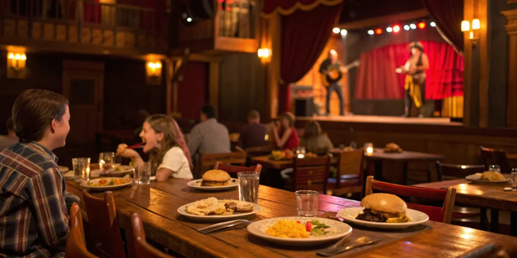Lively dinner show with cowboy entertainment.