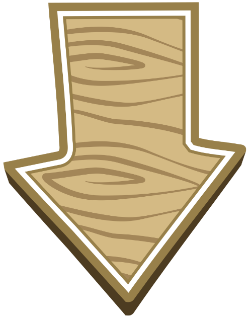 Wooden-textured downward arrow icon.