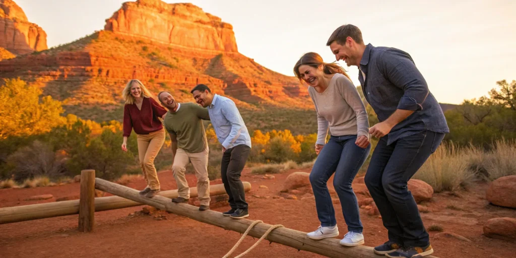 Team building activity on Arizona balance beam.