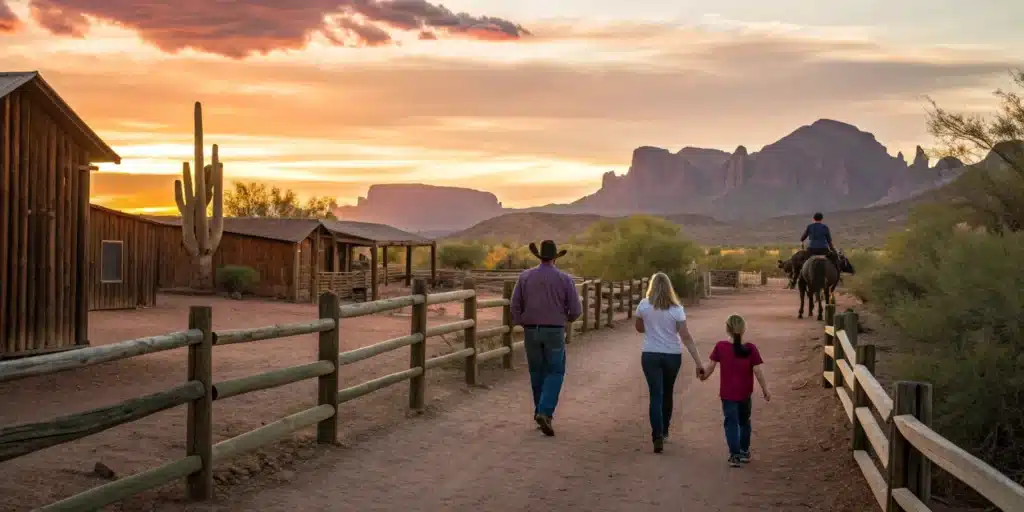 Family enjoys western attractions at Blazin' M Ranch, Arizona.