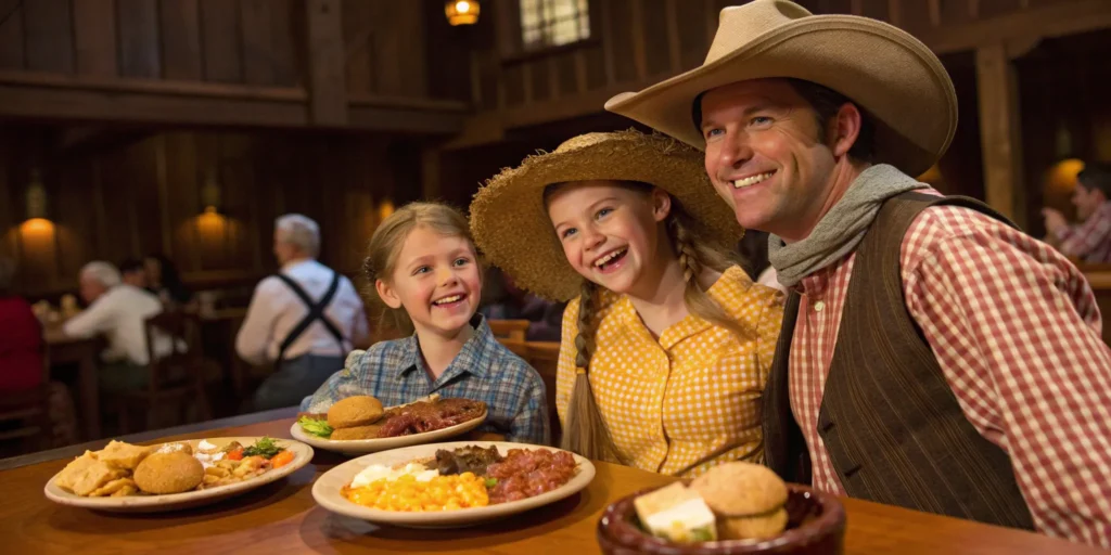 Family fun at a western-themed restaurant.