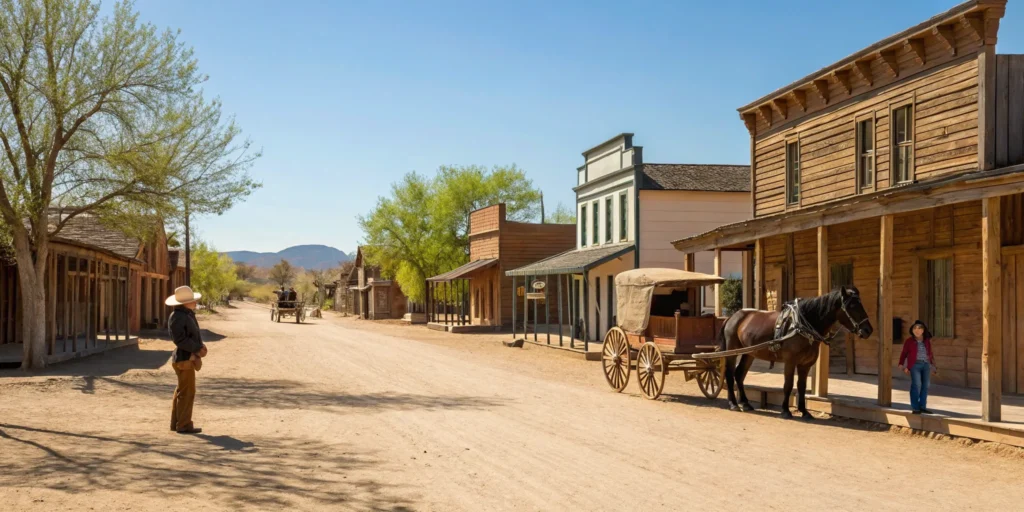 Family enjoying a horse-drawn wagon ride, offering an all-inclusive western experience.