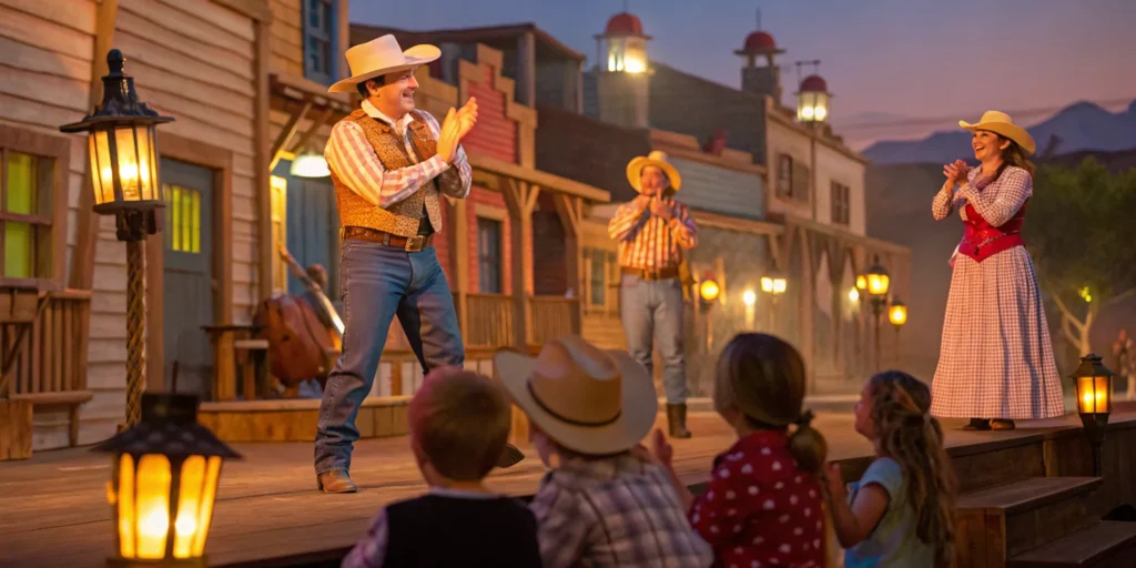Family enjoying a Western-themed Arizona dinner show.